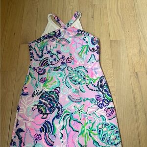 Lilly Pulitzer Pink and Blue Halter Sundress